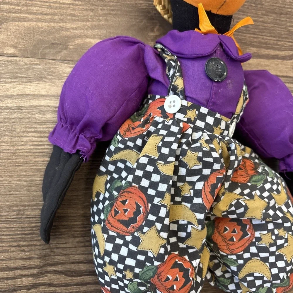 Vintage Black Crow/Duck‎ Halloween Plush With Straw Hat 20'